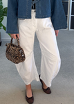 White Cotton Barrel Leg Jeans