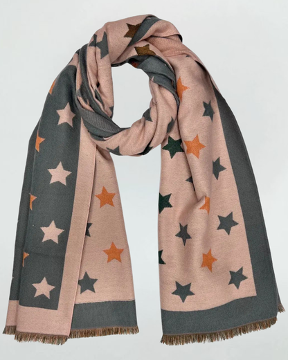 Mocha Reversible Stars Scarf