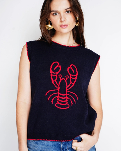 Navy/Red Lobster Motif Tank Top