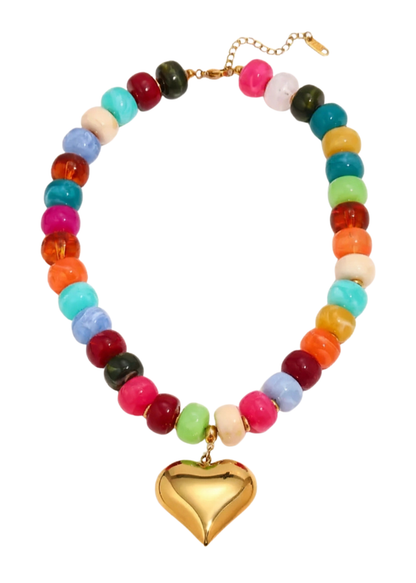 Sweetie Multicolour Beaded Heart Necklace