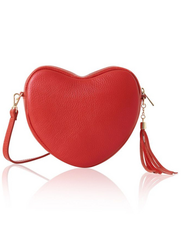 Red Leather Heart Crossbody Bag