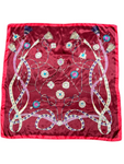 Burgundy Tassel Pattern Silk Touch Square Scarf