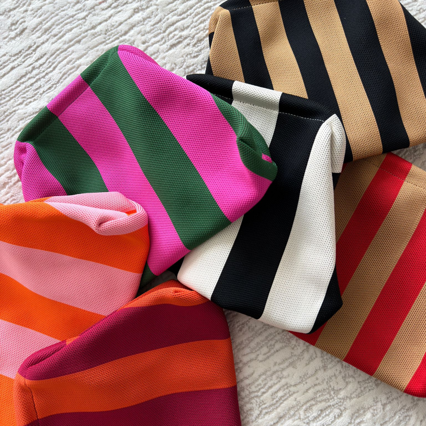 Orange/Pink Woven Stripe Soft Pouch Clutch Bag