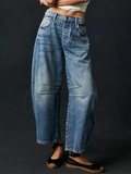 Black Mid Rise Wide Leg Barrel Jeans