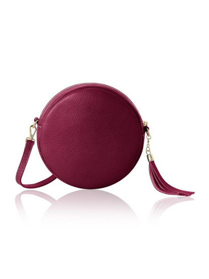 Leopard Leather Circle Crossbody Bag