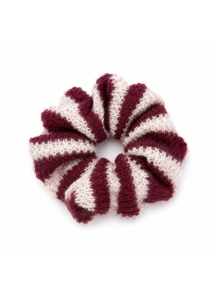 Red/Pink Chunky Stripe Knitted Scrunchie