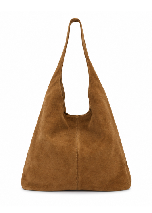 Black Suede Leather Slouchy Hobo Bag