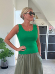 Green Scallop Edge Vest Top