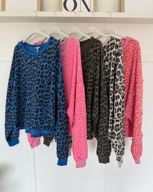 Cream Leopard Oversized Sweatshirt