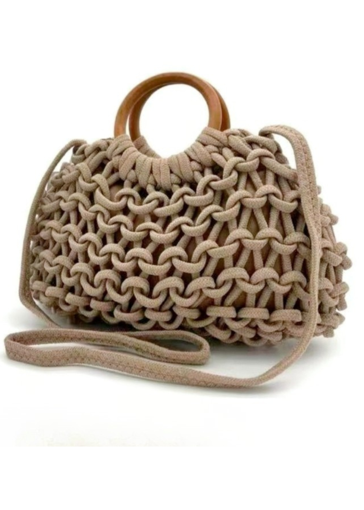 Mushroom Crochet Wooden Handle Handbag