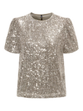 Lana Black/Gold Sequin Puff Sleeve Top