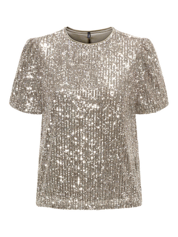 Lana Gold Sequin Puff Sleeve Top