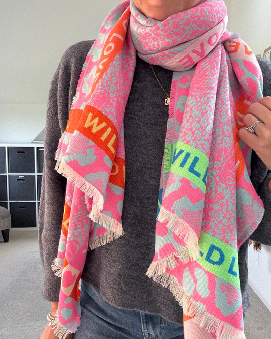 Pink "Wild Love" Oversized Scarf
