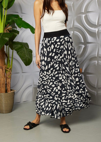 Black/White Leopard Maxi Skirt