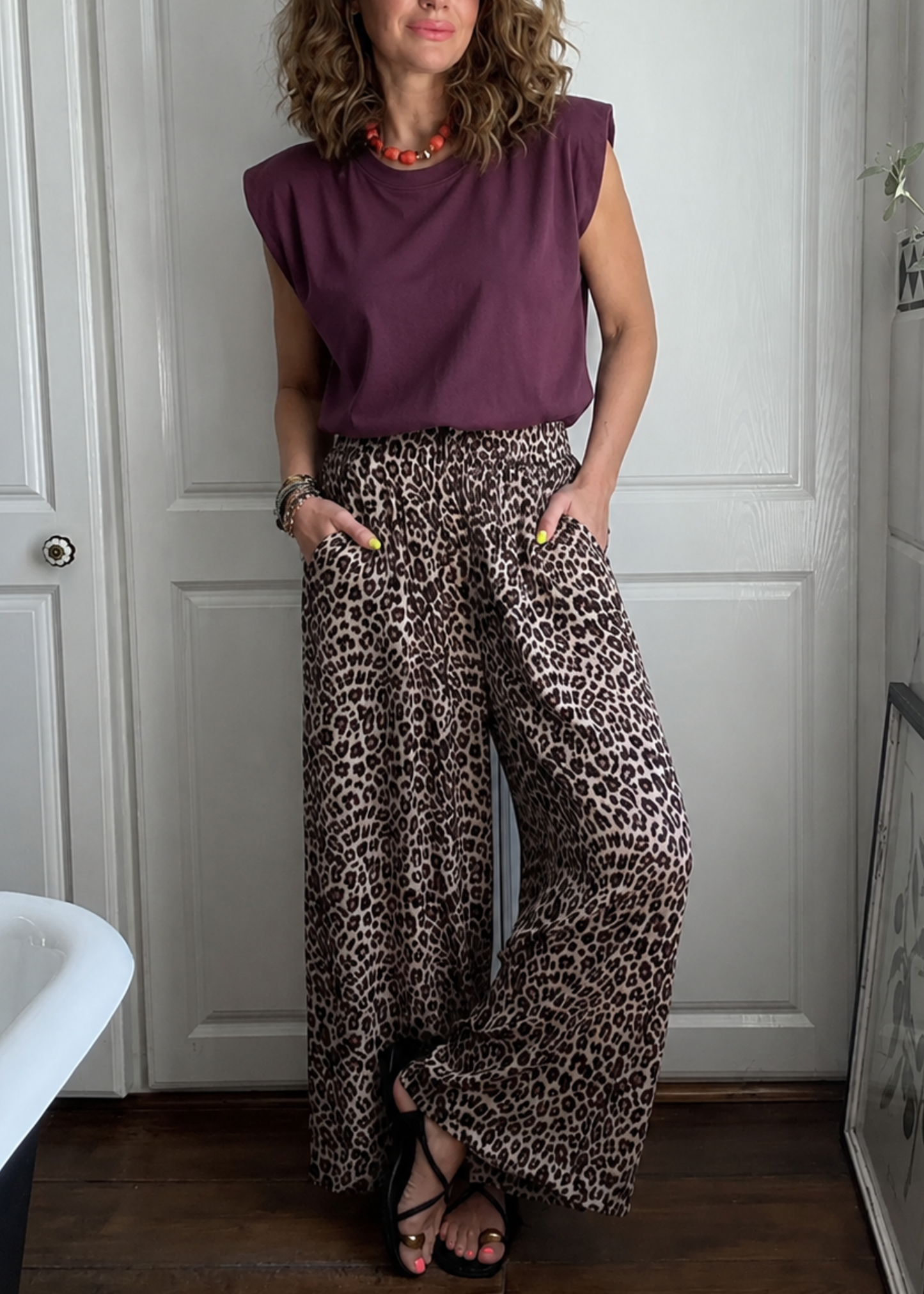 Plum Structured Shoulder T-Shirt