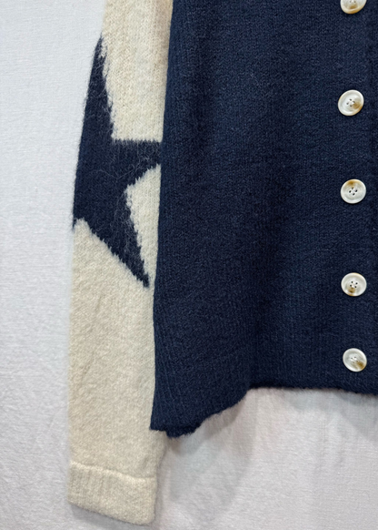 Navy/Cream Star Sleeve Cardigan