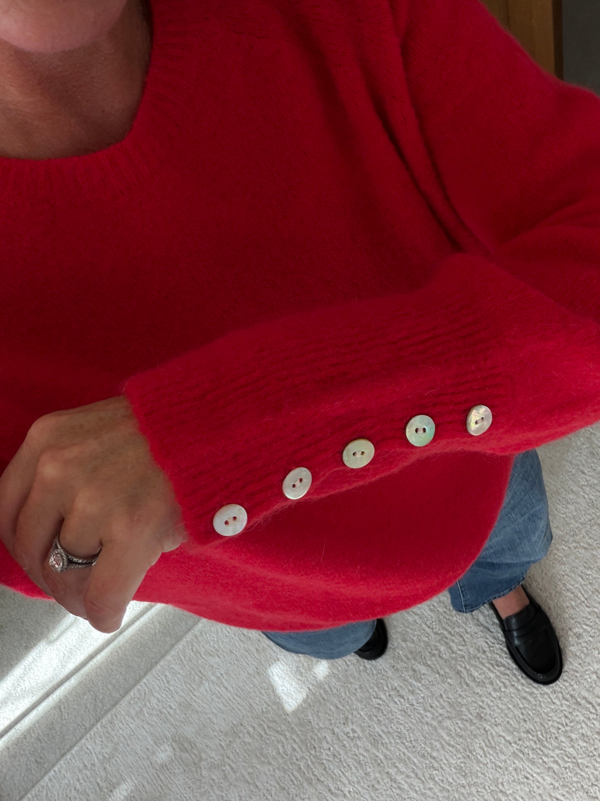 Chocolate Alpaca Mix Button Cuff Jumper
