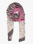 Grey/Fuchsia Tiger & Leopard Scarf