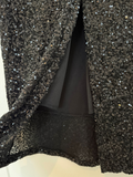 Italian Black Sequin Pencil Skirt