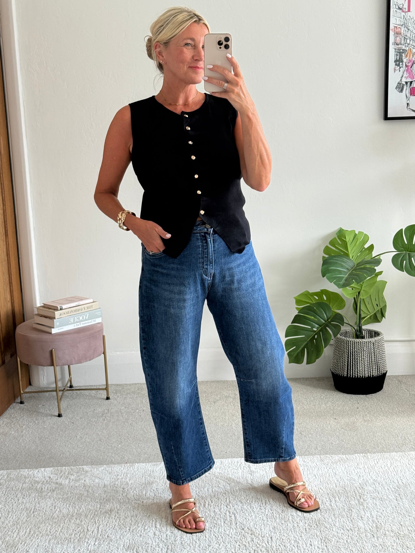 Black Tailored Knit Waistcoat
