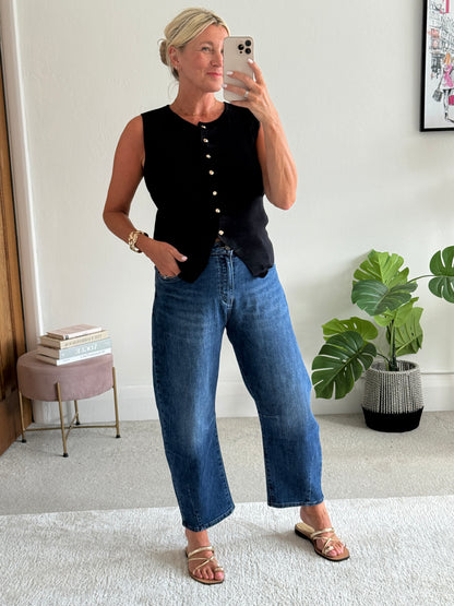 Black Tailored Knit Waistcoat