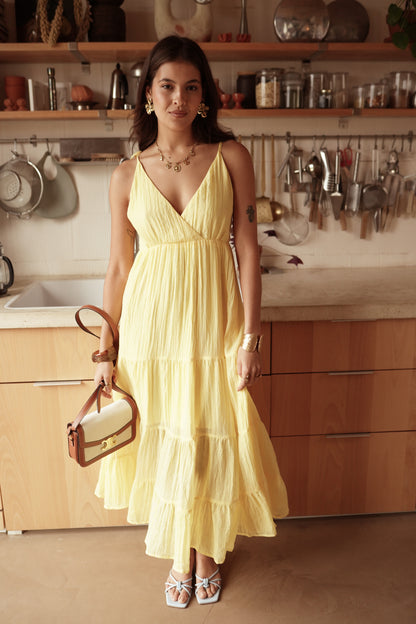 Kelly Green Tie Strap Tiered Maxi Dress