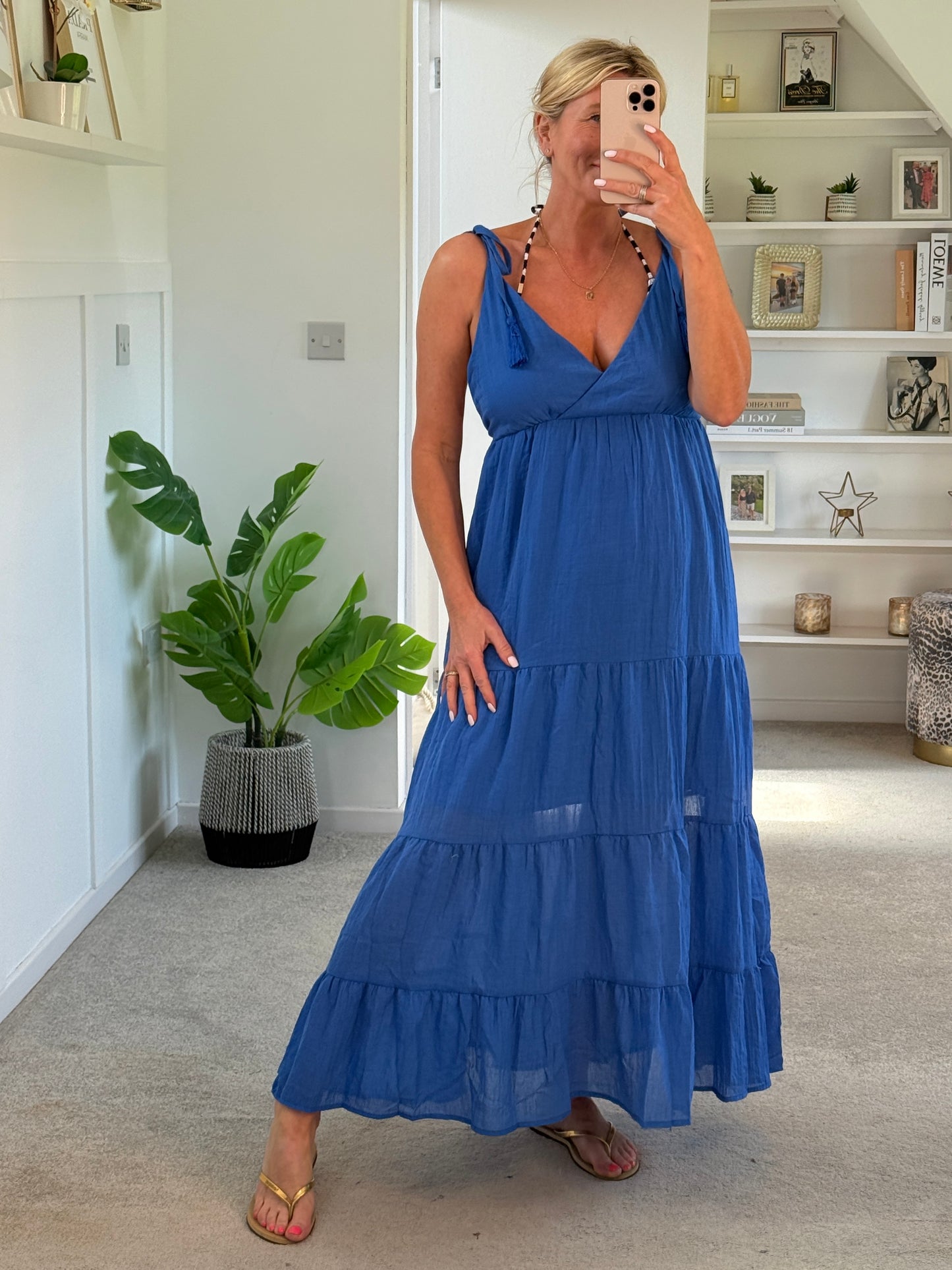 Kelly Green Tie Strap Tiered Maxi Dress
