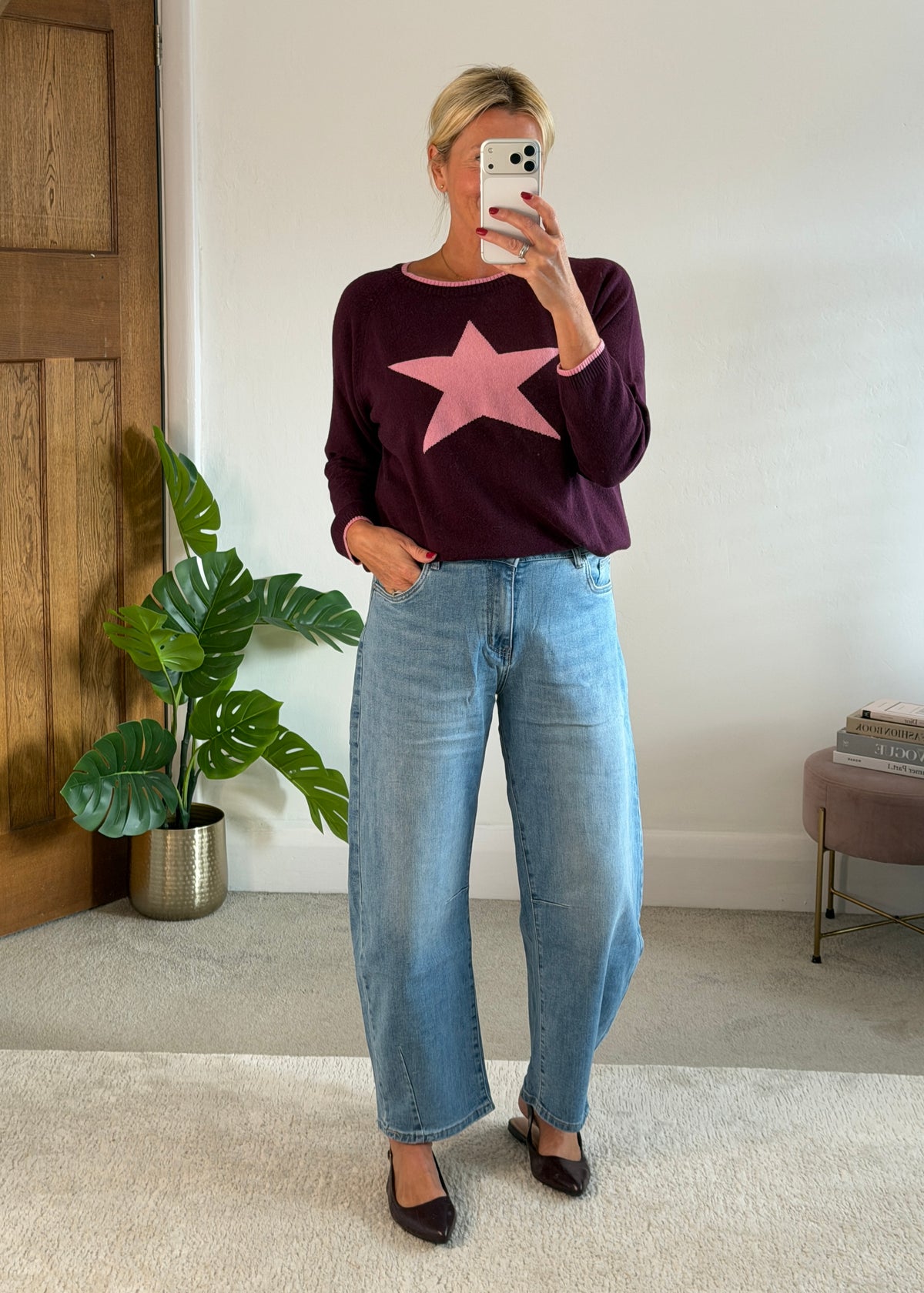 Plum/Pink Cashmere Mix Star Jumper