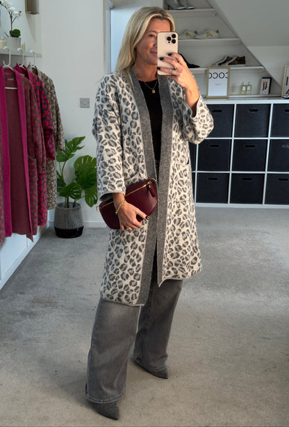 Tan/Camel Leopard Long Cardigan