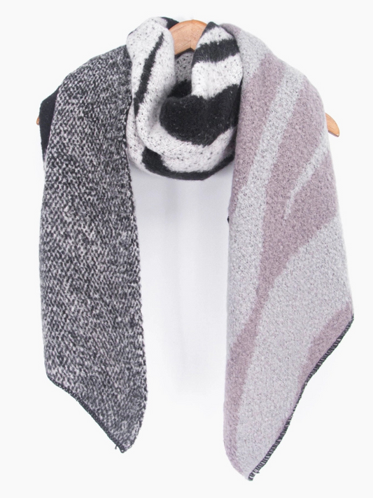 Grey/Black Animal Stripe Scarf