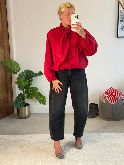 NEW Red Scarf Detail Bomber Jacket