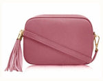 smoke Rose Leather Tassel Cross Body Bag