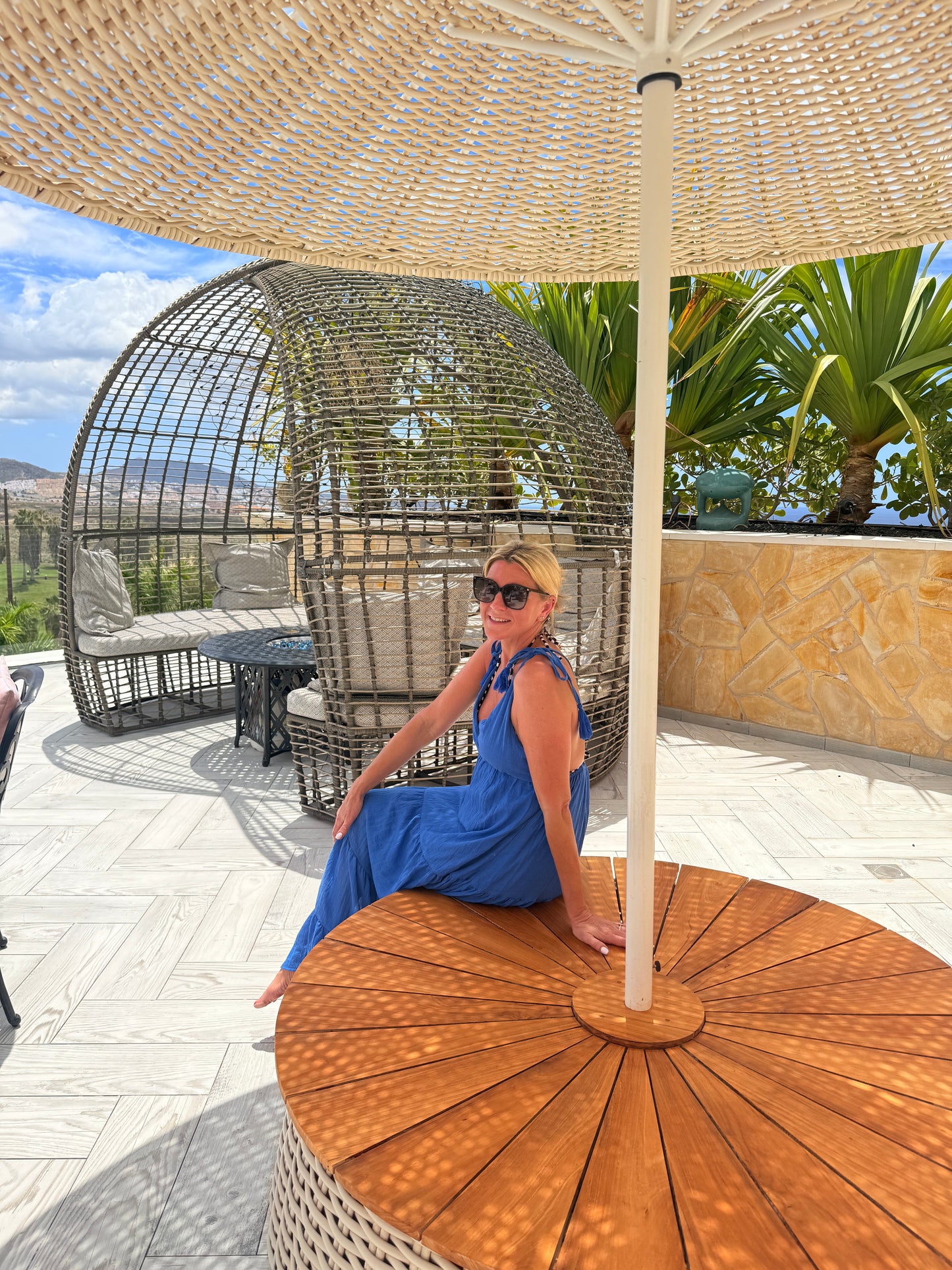 Cobalt Blue Tie Strap Tiered Maxi Dress