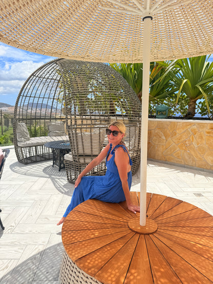 Cobalt Blue Tie Strap Tiered Maxi Dress