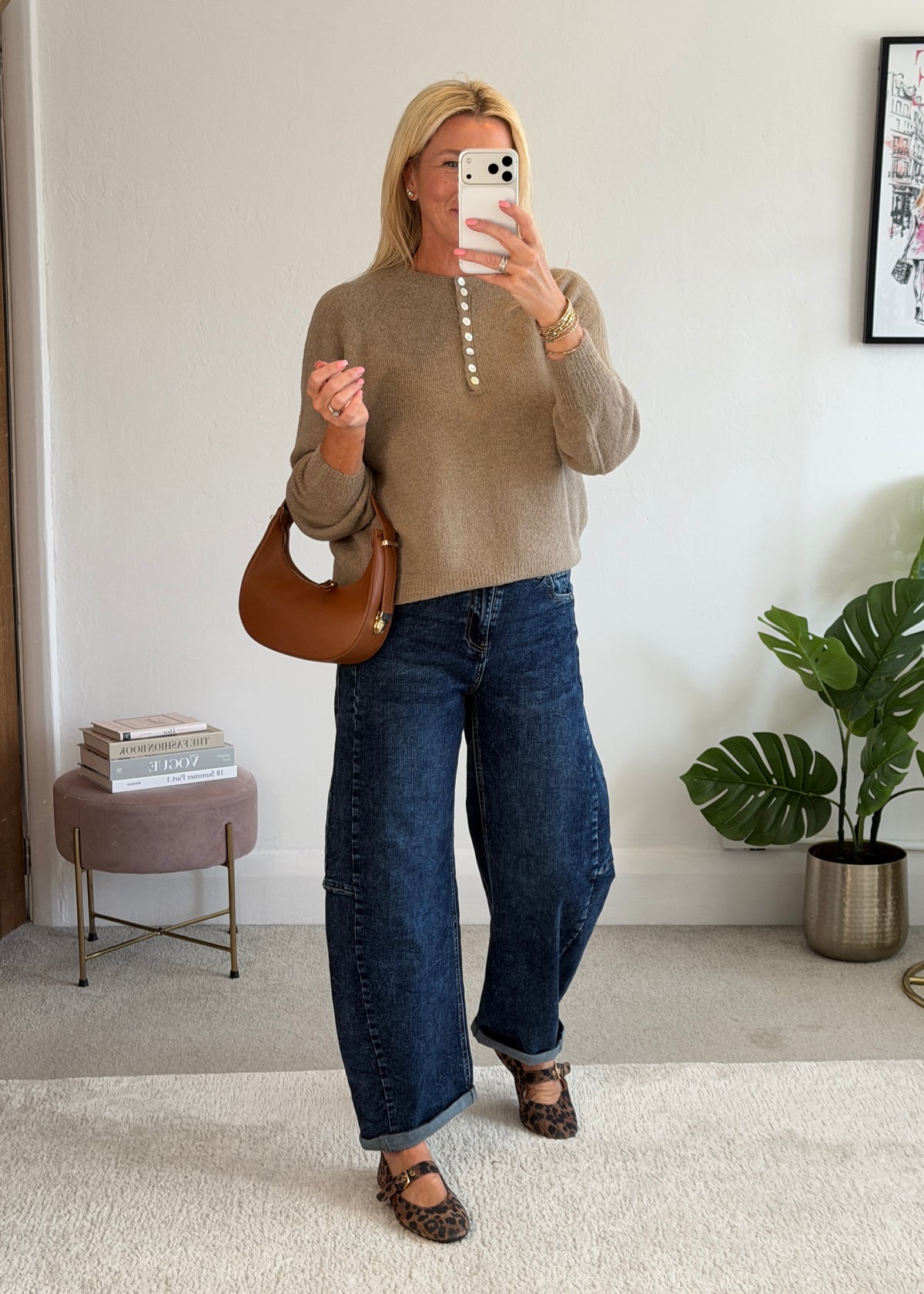 Mocha Alpaca Mix Button Jumper