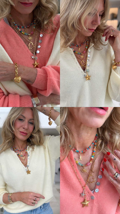 Papaya Alpaca Mix Button Jumper