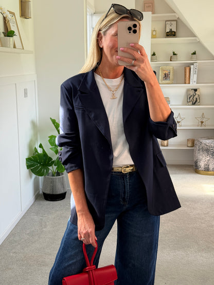 NEW Navy Single Button Plain Blazer