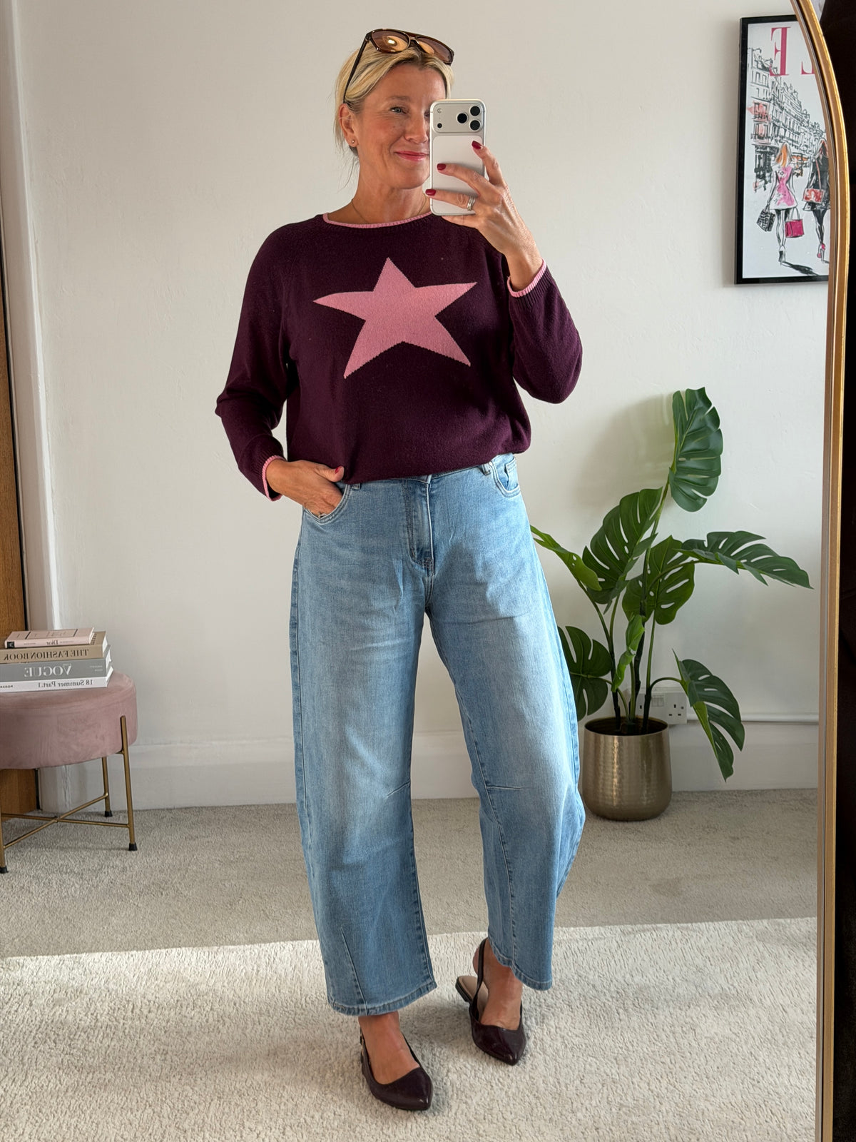Plum/Pink Cashmere Mix Star Jumper