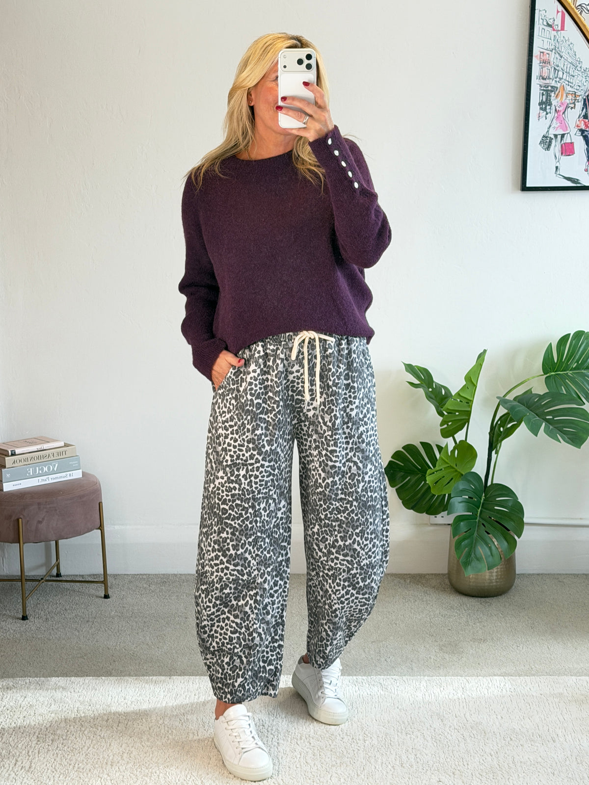Chocolate Alpaca Mix Button Cuff Jumper