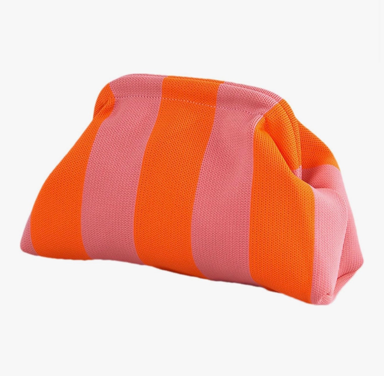 Orange/Pink Woven Stripe Soft Pouch Clutch Bag