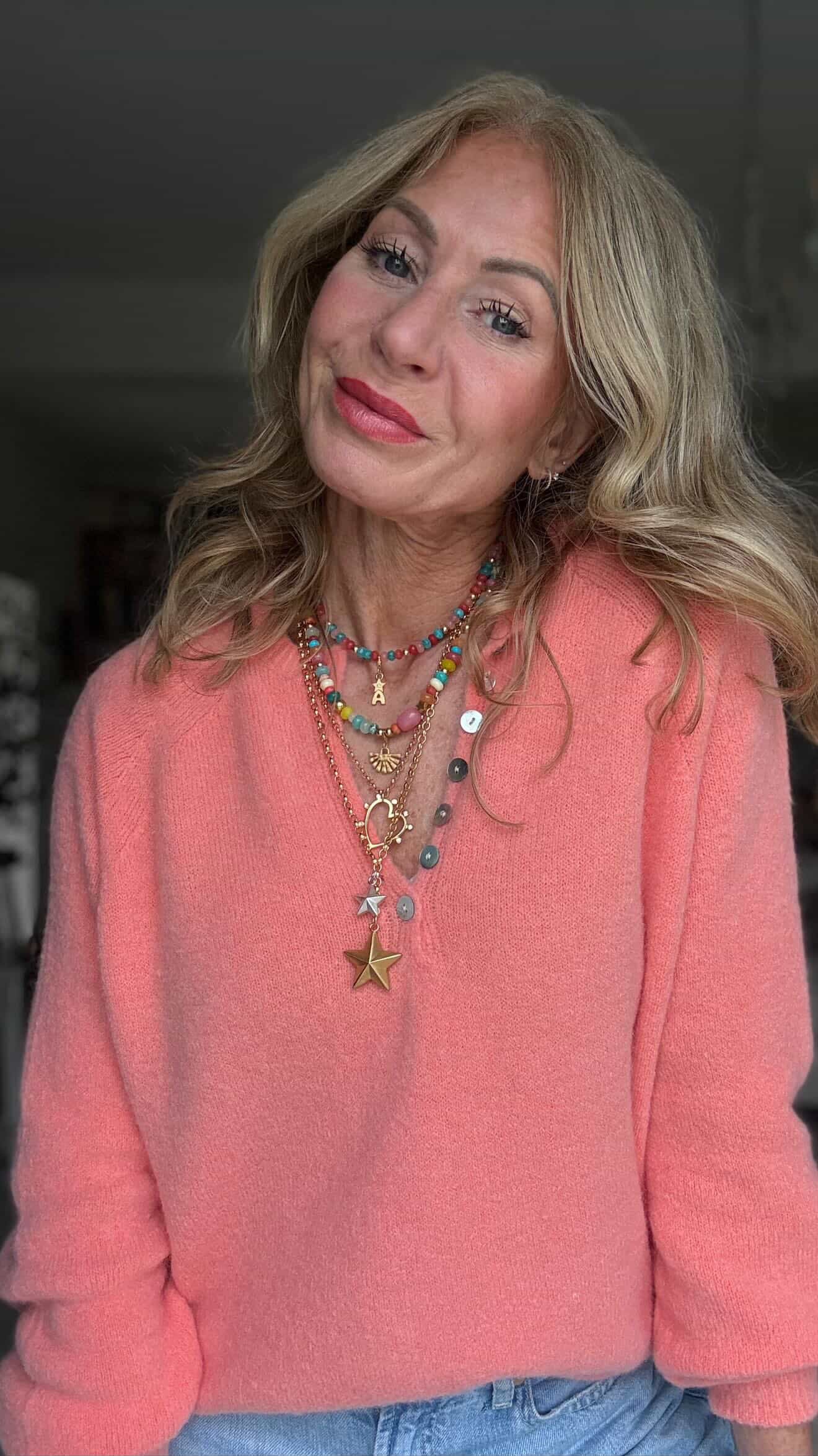 Papaya Alpaca Mix Button Jumper