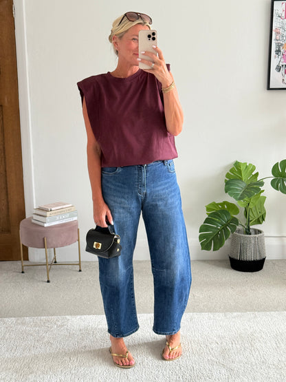 Plum Structured Shoulder T-Shirt