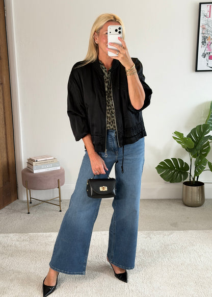 Khaki Leopard 3/4 Puff Sleeve Blouse