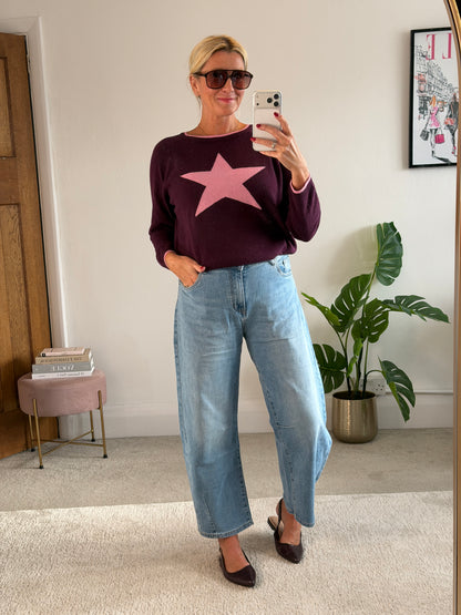 Plum/Pink Cashmere Mix Star Jumper