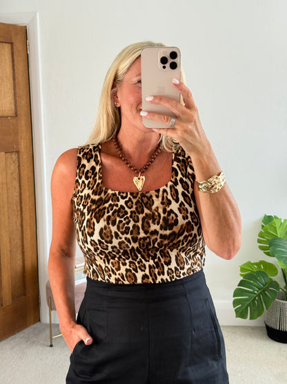 Leopard Scoop Neck Top
