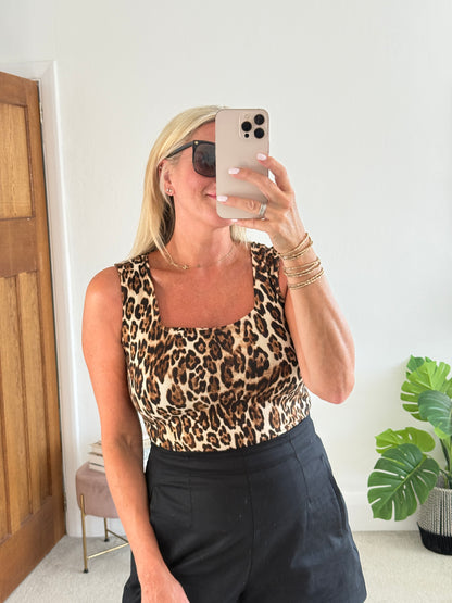 Leopard Scoop Neck Top