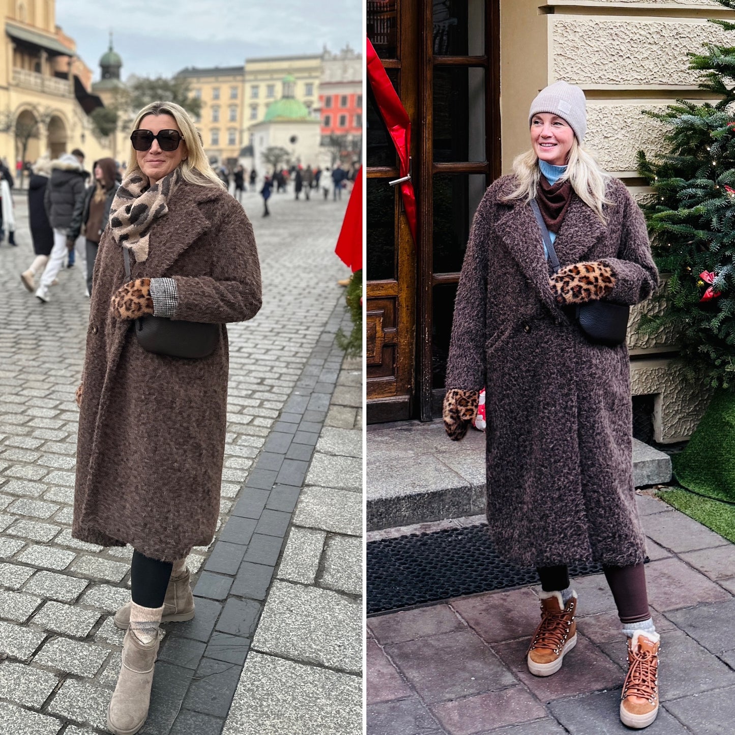 Chocolate Wool Blend Triangle Neck Scarf