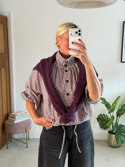 Plum Alpaca Mix Button Jumper