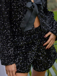 Lanika Black Bow Tie Front Sequin Jacket