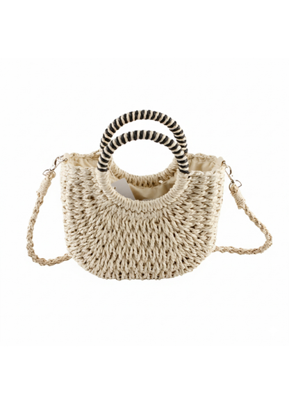 Camel 🐚 Shell Decor Small Straw Basket Bag